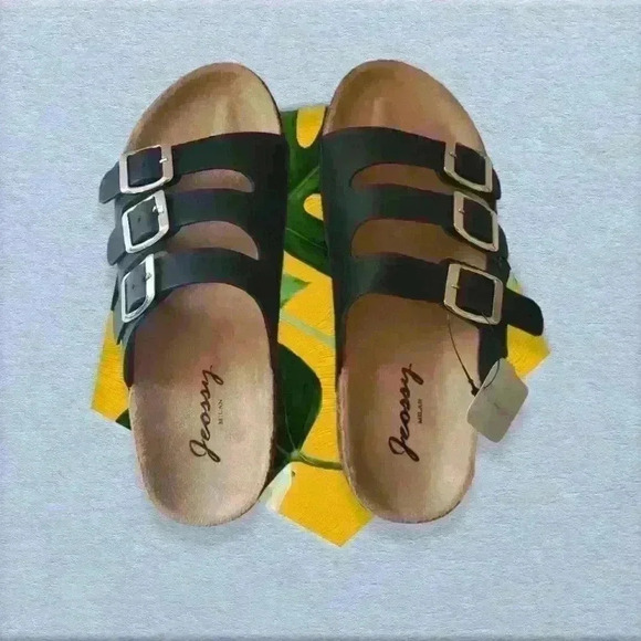 Jeossy Women's Three Buckle Slide Sandals Adjustable Summer Shoe Size 6 - Picture 3 of 9